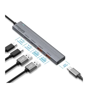 Promate 4-in-1 USB-C Data Hub – Fast 10Gbps Transfer